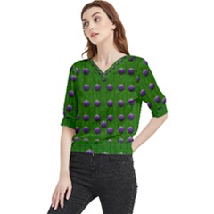 Power To The Big Flowers Festive Quarter Sleeve Blouse