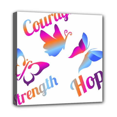 Strength Courage Hope Butterflies Mini Canvas 8  X 8  (stretched) by CHeartDesigns