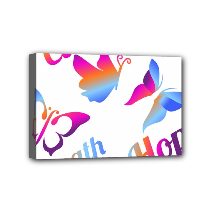 Strength Courage Hope Butterflies Mini Canvas 6  x 4  (Stretched)