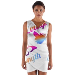 Strength Courage Hope Butterflies Wrap Front Bodycon Dress by CHeartDesigns