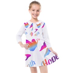 Strength Courage Hope Butterflies Kids  Quarter Sleeve Shirt Dress