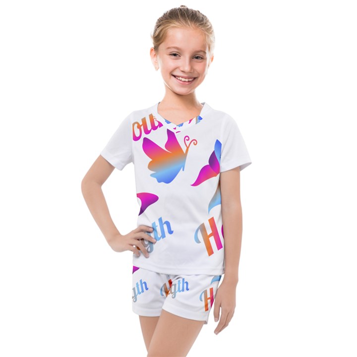 Strength Courage Hope Butterflies Kids  Mesh Tee and Shorts Set