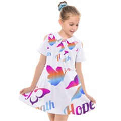 Strength Courage Hope Butterflies Kids  Short Sleeve Shirt Dress by CHeartDesigns