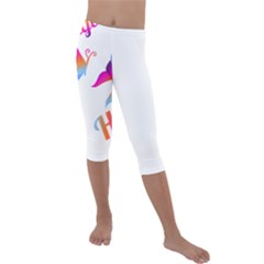 Strength Courage Hope Butterflies Kids  Lightweight Velour Capri Leggings  by CHeartDesigns