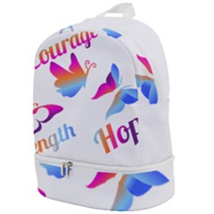 Strength Courage Hope Butterflies Zip Bottom Backpack by CHeartDesigns