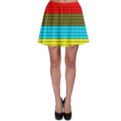 Multicolor With Black Lines Skater Skirt by tmsartbazaar