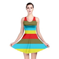 Multicolor With Black Lines Reversible Skater Dress by tmsartbazaar