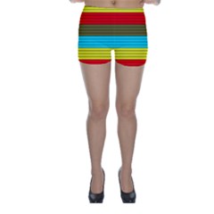 Multicolor With Black Lines Skinny Shorts by tmsartbazaar