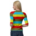 Multicolor With Black Lines Quarter Sleeve Raglan Tee View2