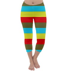 Multicolor With Black Lines Capri Winter Leggings  by tmsartbazaar