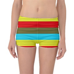 Multicolor With Black Lines Boyleg Bikini Bottoms by tmsartbazaar