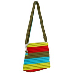 Multicolor With Black Lines Zipper Messenger Bag by tmsartbazaar