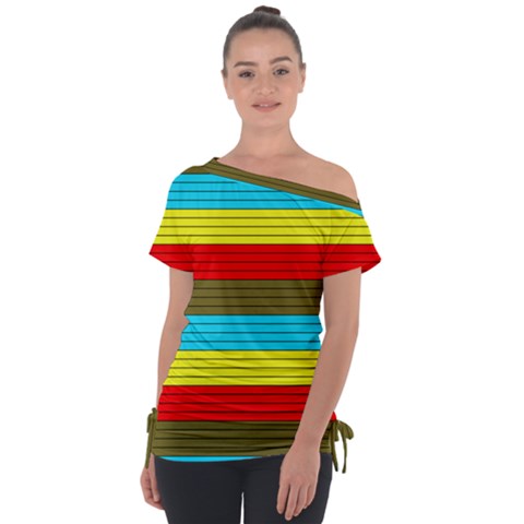 Multicolor With Black Lines Tie-up Tee by tmsartbazaar