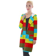 Multicolor With Black Lines Hooded Pocket Cardigan by tmsartbazaar