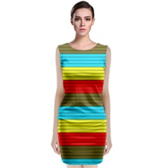 Multicolor With Black Lines Sleeveless Velvet Midi Dress by tmsartbazaar