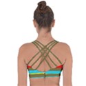 Multicolor With Black Lines Cross String Back Sports Bra View2