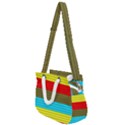 Multicolor With Black Lines Rope Handles Shoulder Strap Bag View1