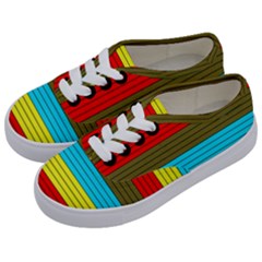 Multicolor With Black Lines Kids  Classic Low Top Sneakers by tmsartbazaar