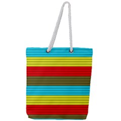 Multicolor With Black Lines Full Print Rope Handle Tote (large) by tmsartbazaar