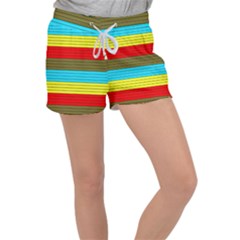 Multicolor With Black Lines Velour Lounge Shorts by tmsartbazaar