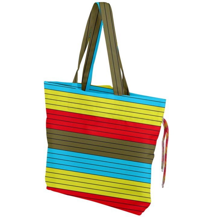 Multicolor With Black Lines Drawstring Tote Bag