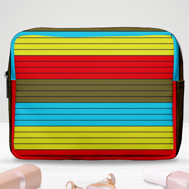 Multicolor With Black Lines Make Up Pouch (Large)