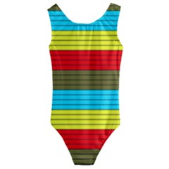 Multicolor With Black Lines Kids  Cut-out Back One Piece Swimsuit by tmsartbazaar