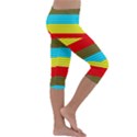 Multicolor With Black Lines Kids  Lightweight Velour Capri Leggings  View3