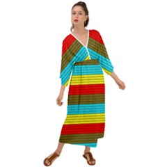 Multicolor With Black Lines Grecian Style  Maxi Dress by tmsartbazaar