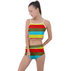 Multicolor With Black Lines Summer Cropped Co-ord Set by tmsartbazaar