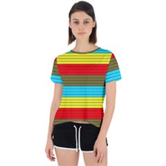 Multicolor With Black Lines Open Back Sport Tee by tmsartbazaar