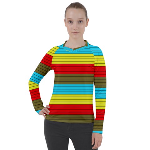 Multicolor With Black Lines Women s Pique Long Sleeve Tee by tmsartbazaar