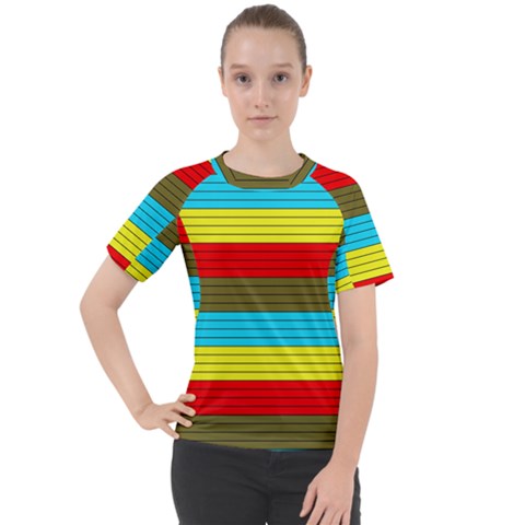 Multicolor With Black Lines Women s Sport Raglan Tee by tmsartbazaar