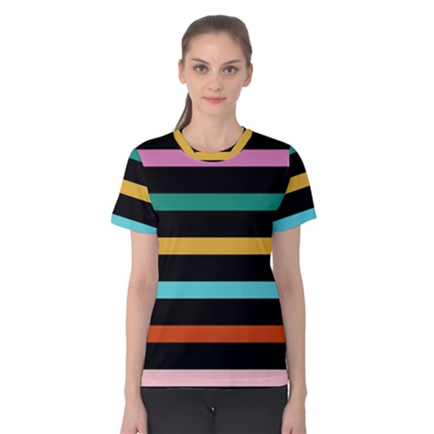 Colorful Mime Black Stripes Women s Cotton Tee by tmsartbazaar