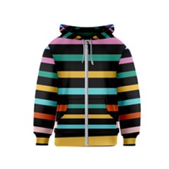 Colorful Mime Black Stripes Kids  Zipper Hoodie by tmsartbazaar