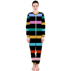 Colorful Mime Black Stripes Onepiece Jumpsuit (ladies)  by tmsartbazaar