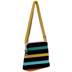 Colorful Mime Black Stripes Zipper Messenger Bag by tmsartbazaar