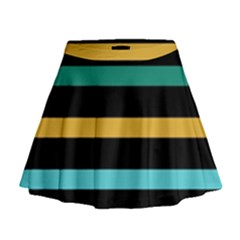 Colorful Mime Black Stripes Mini Flare Skirt by tmsartbazaar