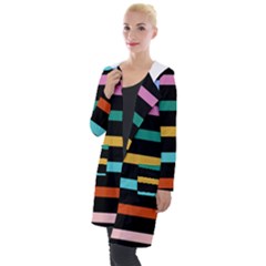 Colorful Mime Black Stripes Hooded Pocket Cardigan by tmsartbazaar