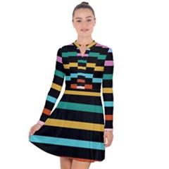 Colorful Mime Black Stripes Long Sleeve Panel Dress by tmsartbazaar