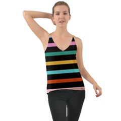 Colorful Mime Black Stripes Chiffon Cami by tmsartbazaar