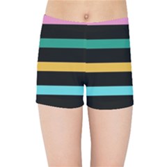 Colorful Mime Black Stripes Kids  Sports Shorts by tmsartbazaar