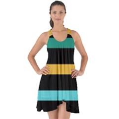 Colorful Mime Black Stripes Show Some Back Chiffon Dress by tmsartbazaar