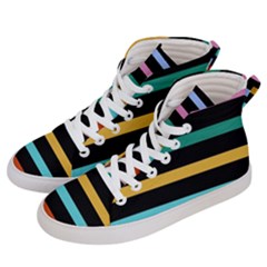 Colorful Mime Black Stripes Men s Hi-top Skate Sneakers by tmsartbazaar