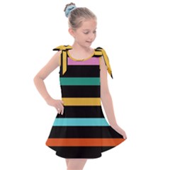 Colorful Mime Black Stripes Kids  Tie Up Tunic Dress by tmsartbazaar