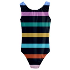 Colorful Mime Black Stripes Kids  Cut-out Back One Piece Swimsuit by tmsartbazaar