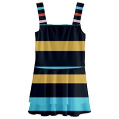 Colorful Mime Black Stripes Kids  Layered Skirt Swimsuit by tmsartbazaar