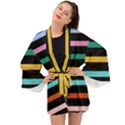 Colorful Mime Black Stripes Long Sleeve Kimono View1