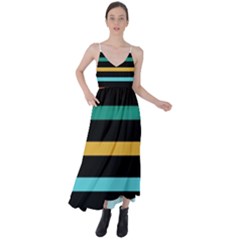 Colorful Mime Black Stripes Tie Back Maxi Dress by tmsartbazaar