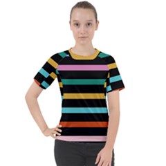 Colorful Mime Black Stripes Women s Sport Raglan Tee